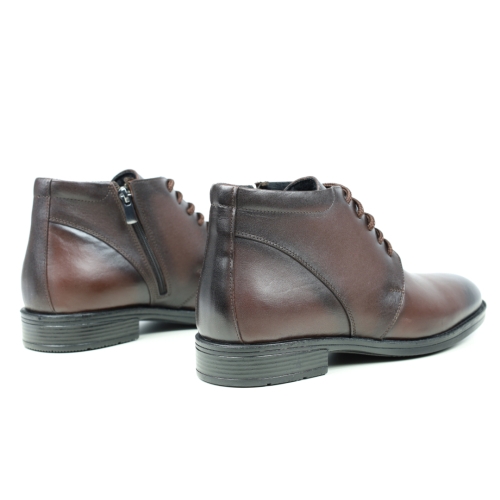 Мъжки елегантни боти от естествена кожа тъмно кафяви 022