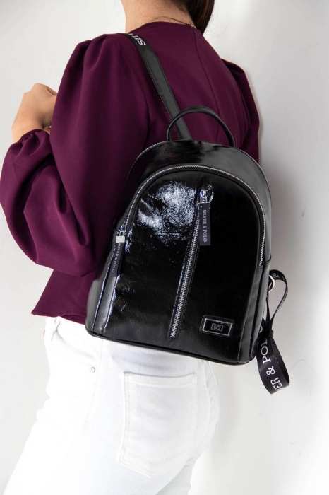 Дамска раница черна 901 M159 Alaska Rugan Silver&Polo