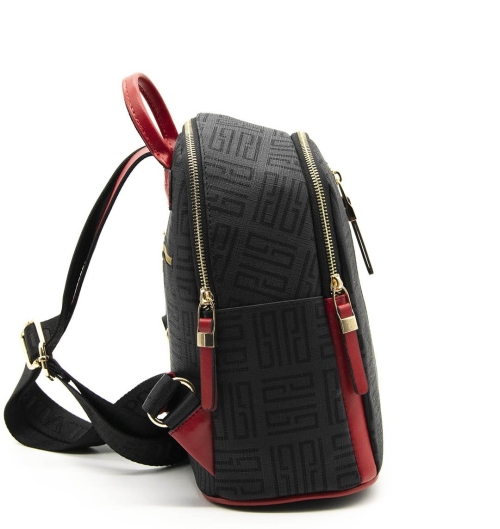 Дамска раница в черно и червено 901 M11 PP Labirent Silver&Polo