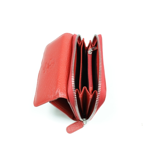 Дамски кожен портфейл червен 425