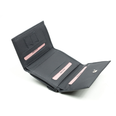 Дамски кожен портфейл черен 402