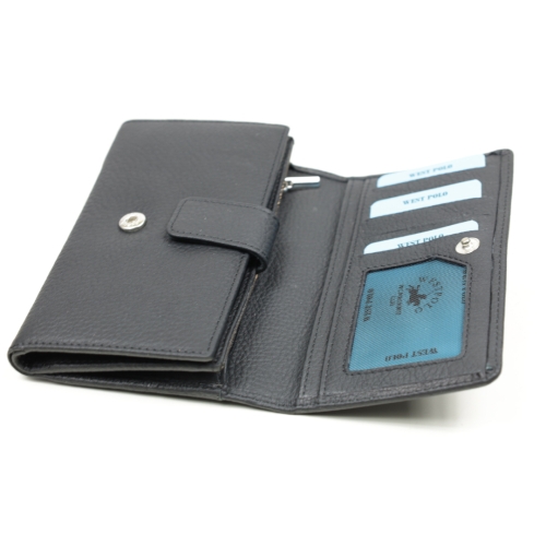 Дамски кожен портфейл черен 488