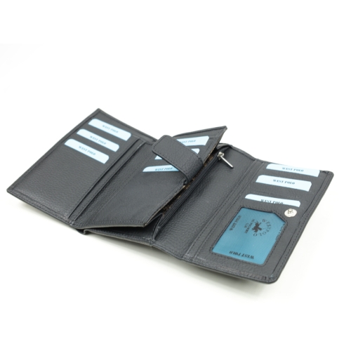 Дамски кожен портфейл черен 488