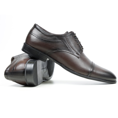 Мъжки елегантни обувки от естествена кожа тъмно кафяви 2103
