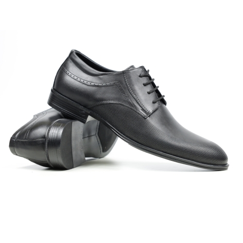 Мъжки елегантни обувки от естествена кожа черни 2098Н