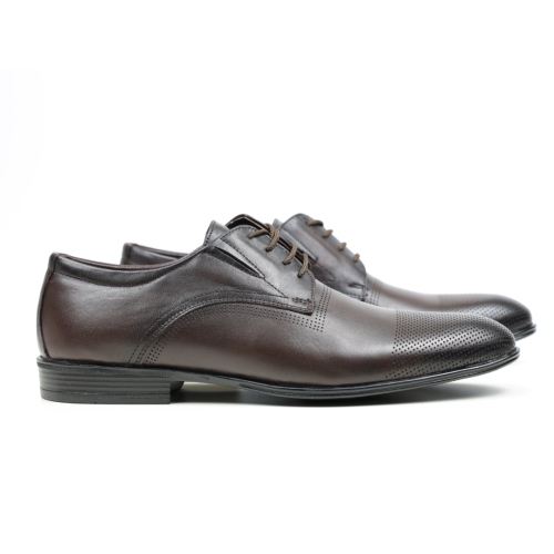 Мъжки елегантни обувки от естествена кожа тъмно кафяви 2123