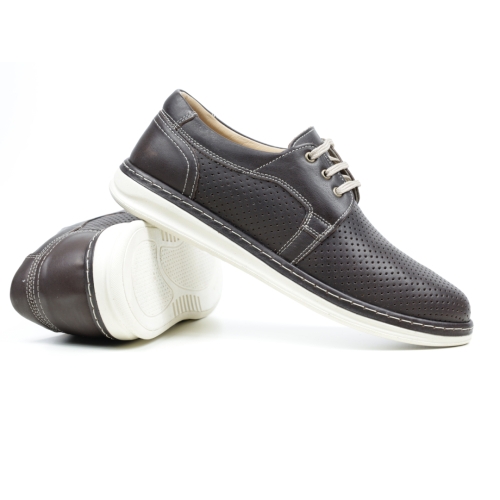 Мъжки ежедневни обувки от естествена кожа тъмно кафяви 96-19