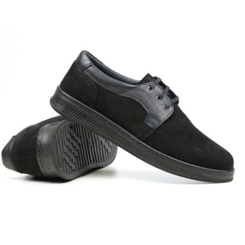 Мъжки ежедневни обувки от естествен набук черни 216-07-14