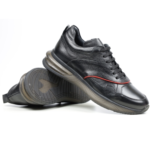 Мъжки спортни обувки от естествена кожа черно с червено Alfa314