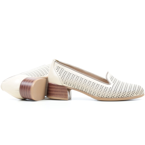 Дамски ежедневни обувки от естествена кожа бежови 10-73-08