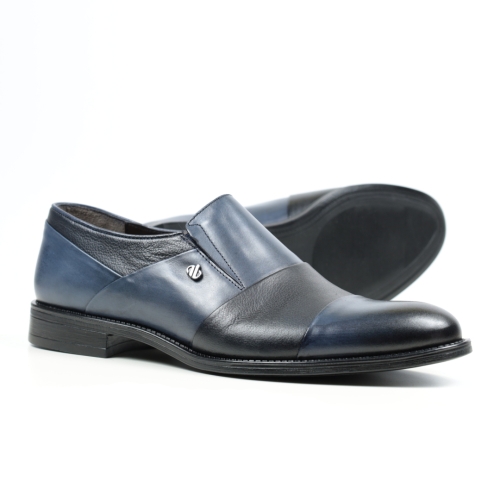 Мъжки елегантни обувки от естествена кожа сини 17184