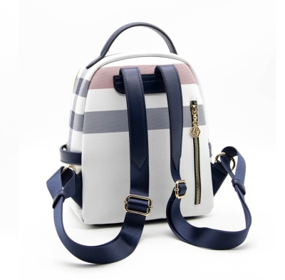 Дамска раница в бяло и синьо 1061 M3 Kareli Ekose Silver&Polo