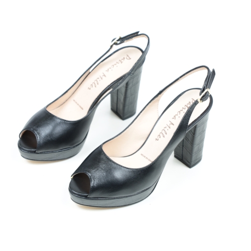 Дамски елегантни сандали от естествена кожа черни 5553 H-451 Patricia Miller