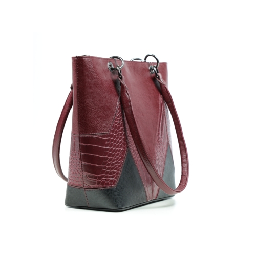 Дамска елегантна чанта в бордо и черно 2624