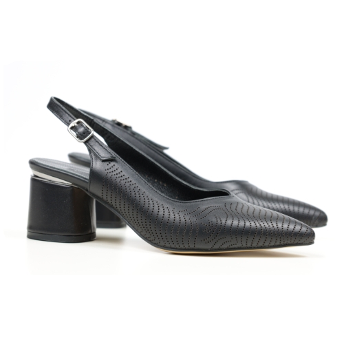 Дамски елегантни сандали от естествена кожа черни 855-100