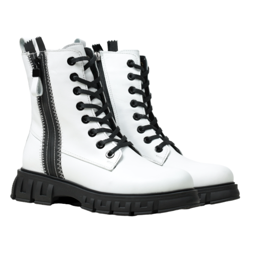 Дамски ежедневни боти от естествена кожа в бяло 21028 S