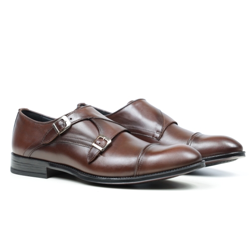 Мъжки елегантни обувки от естествена кожа тъмно кафяви 1204 Baerchi