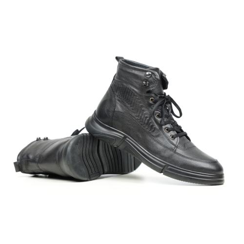 Мъжки спортни боти от естествена кожа черни 1523