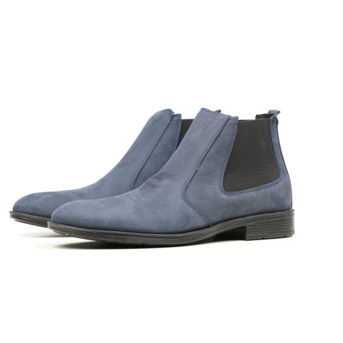 Мъжки елегантни боти от естествен набук тъмно сини 032