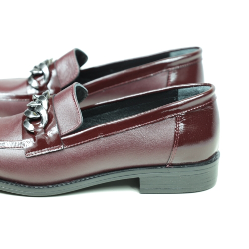 Дамски ежедневни обувки от естествена кожа бордо 10-80-02-72