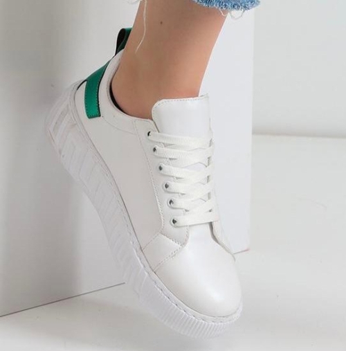 Дамски кецове в бяло и зелено 020