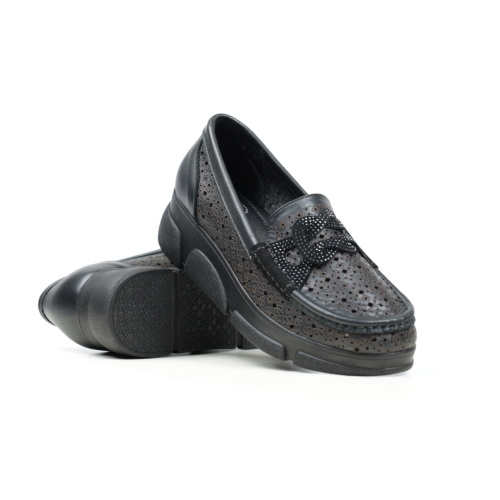 Дамски ежедневни обувки от естествена кожа черни 404-101-21