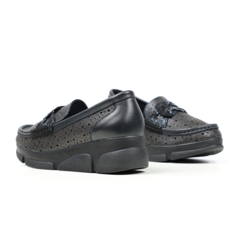 Дамски ежедневни обувки от естествена кожа черни 404-101-21