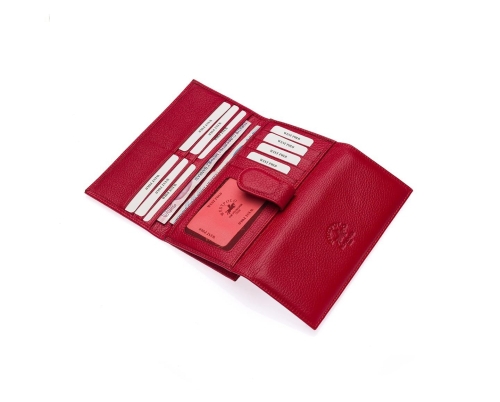 Дамски кожен портфейл червен 464