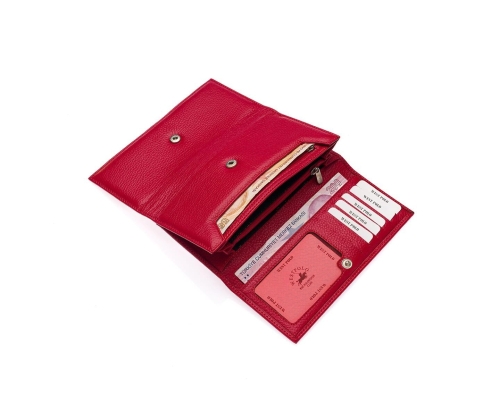 Дамски кожен портфейл червен 464