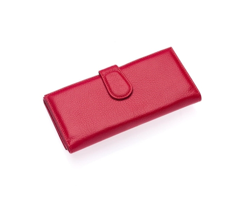 Дамски кожен портфейл червен 464