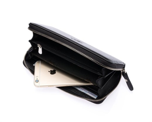 Дамски кожен портфейл черен 472