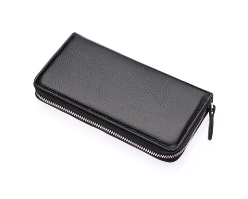Дамски кожен портфейл черен 472