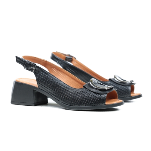 Дамски ежедневни сандали от естествена кожа черни 505