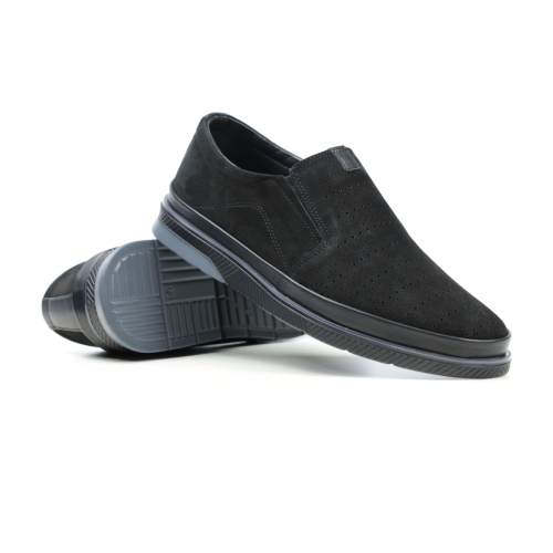 Мъжки ежедневни обувки от естествен набук черни D-706