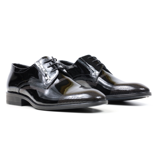 Мъжки елегантни обувки от естествен лак черни 96