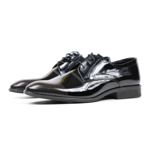 Мъжки елегантни обувки от естествен лак черни 96