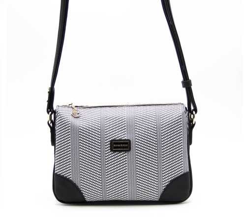 Дамска чанта през рамо в бяло и черно 784 M132 Hasir Silver&Polo