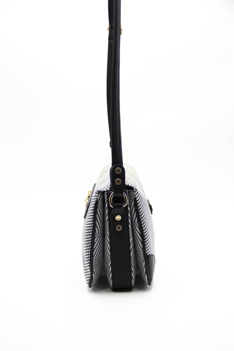 Дамска чанта през рамо в бяло и черно 784 M132 Hasir Silver&Polo