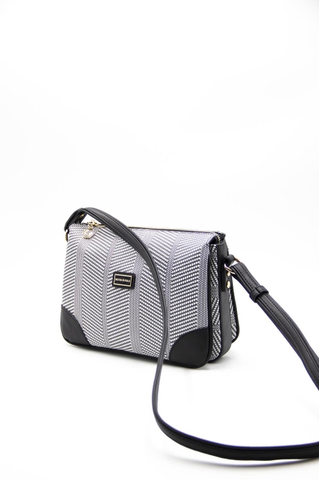 Дамска чанта през рамо в бяло и черно 784 M132 Hasir Silver&Polo