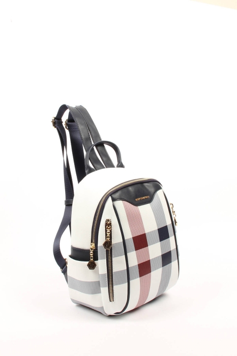 Дамска раница в бяло синьо и червено 906 M3 Kareli Ekose Silver&Polo