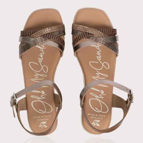 Дамски ежедневни сандали от естествена кожа кафяви 5218 Oh my sandals