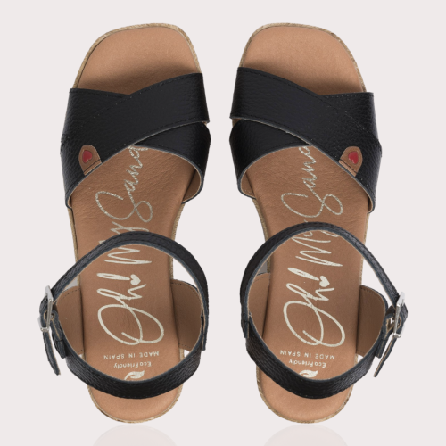 Дамски ежедневни сандали от естествена кожа черни 5229 Oh my sandals