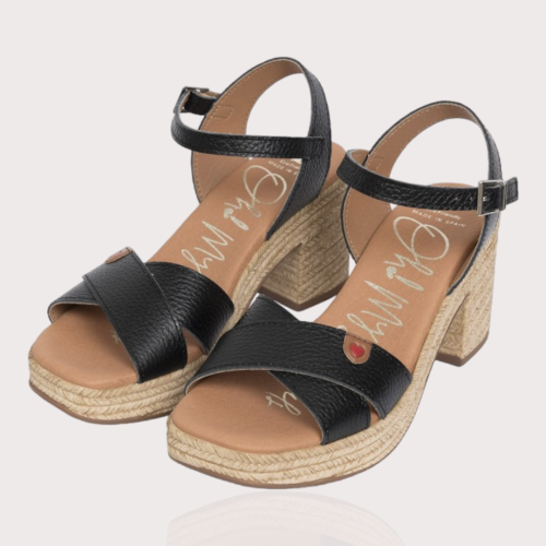 Дамски ежедневни сандали от естествена кожа черни 5229 Oh my sandals