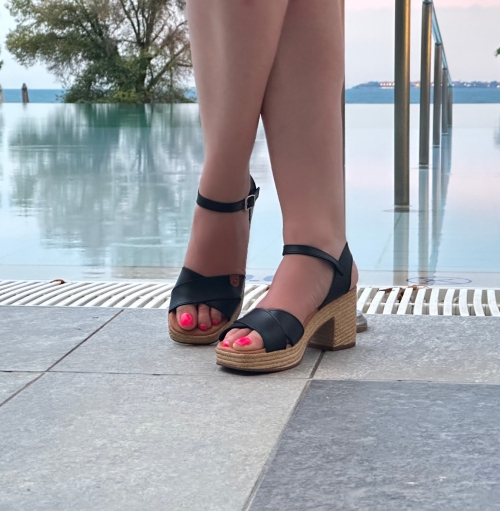 Дамски ежедневни сандали от естествена кожа черни 5229 Oh my sandals