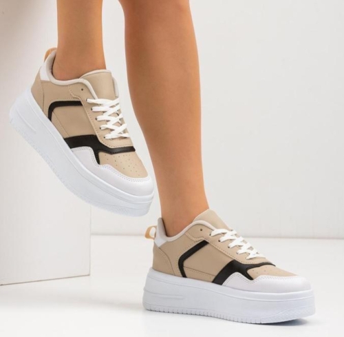 Дамски кецове в бежово и черно 1A1432