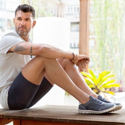 Мъжки спортни обувки от естествен набук сини 9000 Baerchi