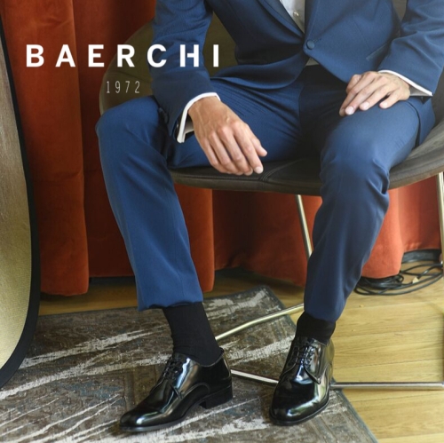 Мъжки елегантни обувки от естествена кожа черни 4930 Baerchi