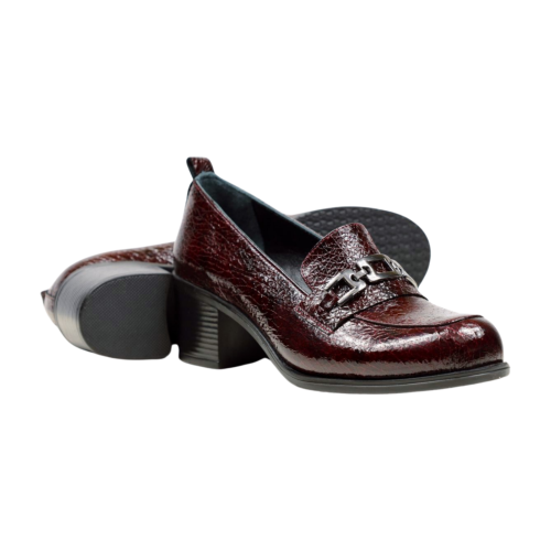 Дамски ежедневни обувки от естествен лак бордо 10-12-312-9513