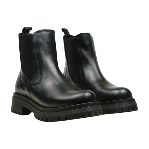 Дамски ежедневни боти от естествена кожа черни 2543-01-154