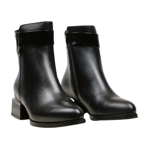 Дамски елегантни боти от естествена кожа черни 203